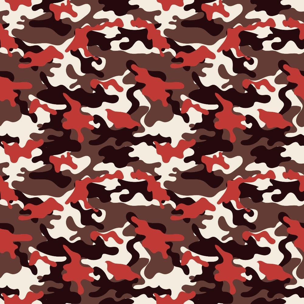 - Military Camouflage Pattern 6 Quilting Cotton Fabric  
- Cotton textile  
- Quilting fabric  
- Camouflage design  
- Earth tones  
- Red, brown, beige, black colors  
- Abstract shapes  
- Seamless print  
- Durable material  
- Crafting material