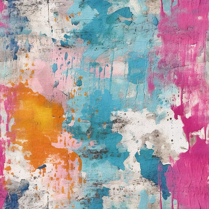 Girly Grunge Plaster Pattern 17 Quilting Cotton Fabric, abstract, textured, splash, blotch, paint, turquoise, pink, orange, white, gray, cotton, textile, quilting, artistic, grunge, vibrant, dyed, fabric, colorful, soft, material, creative, decorative, sewing, craft, vivid