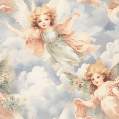 Vintage Angels in Heavenly Skies Pattern 20 Quilting Cotton Fabric