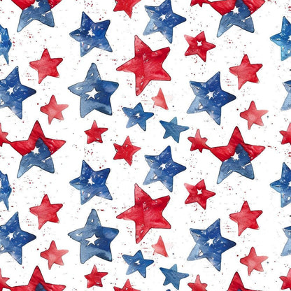Watercolor 4th of July Pattern 1 Quilting Cotton Fabric