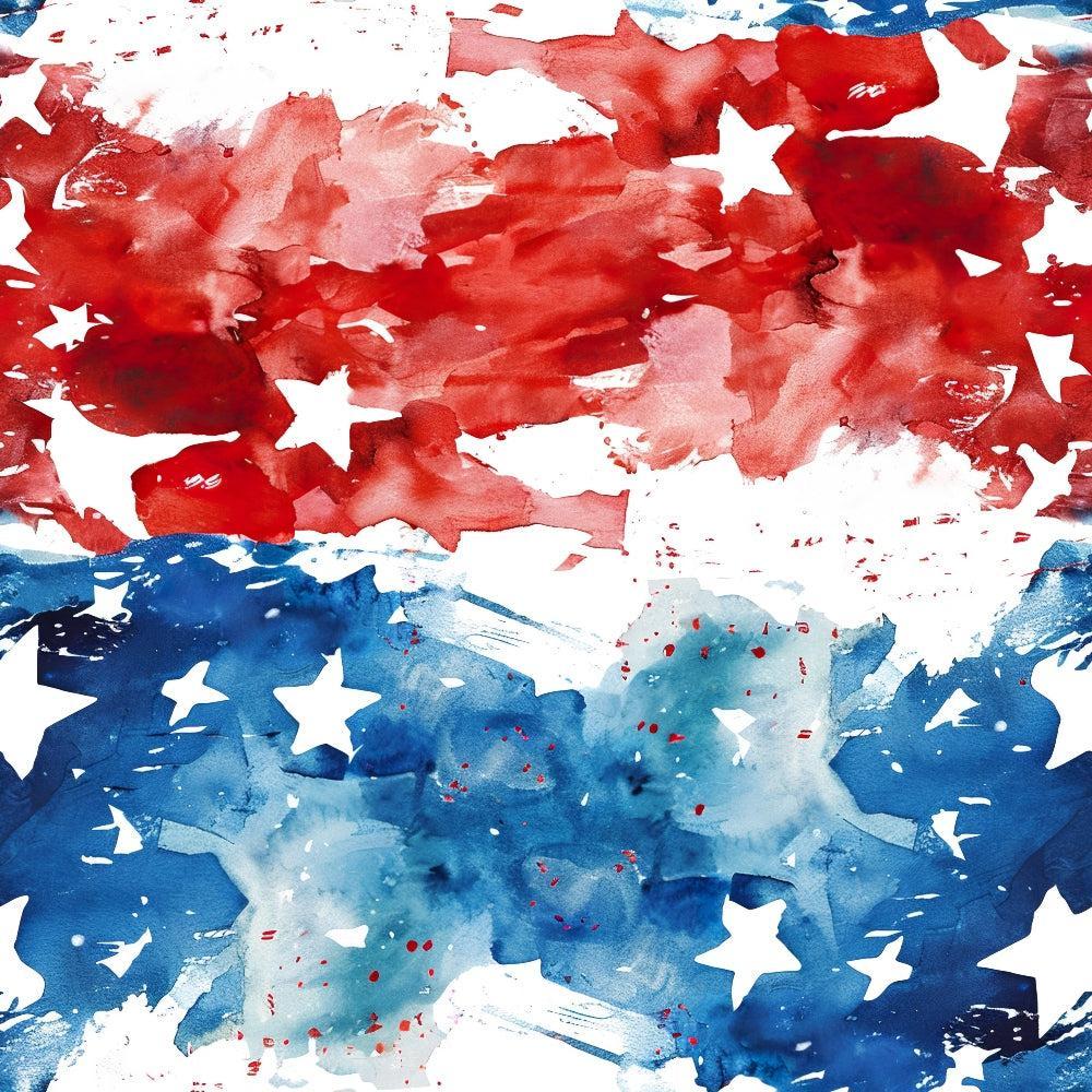 - Watercolor 4th of July Pattern 16 Quilting Cotton Fabric  
- Red blue white colors  
- Stars patriotic design  
- Abstract brush strokes  
- American holiday theme  
- Quilting cotton textile  
- Festive fabric yardage  
- Celebration print cotton