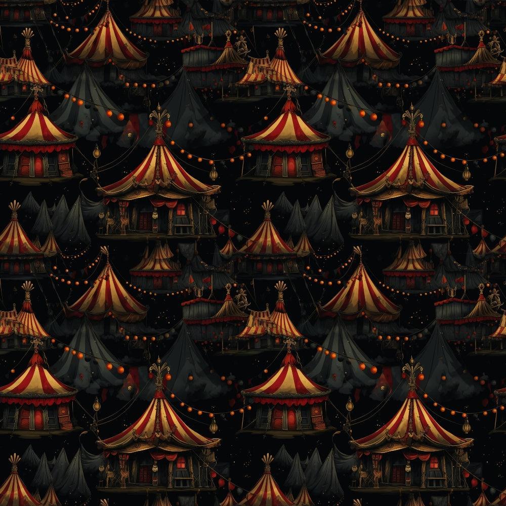 - Sinister Sideshow Pattern 10 Quilting Cotton Fabric  
- Dark circus tents  
- Rich red, yellow, black, and gray  
- Vintage carnival theme  
- Cotton textile for quilting  
- Spooky, eerie, theatrical design  
- Textile yardage fabric for crafts  
- Decorative quilting material