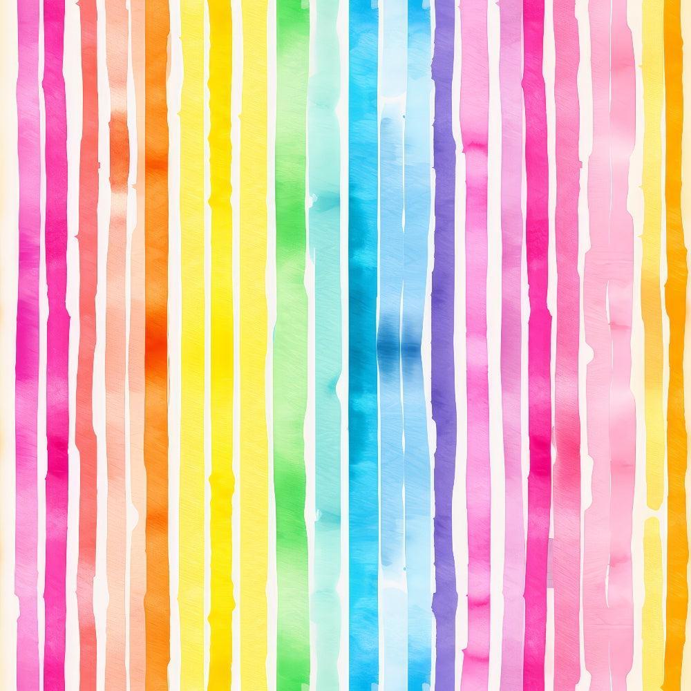 Watercolor Rainbow Stripes Pattern 7 Quilting Cotton Fabric