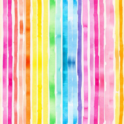Watercolor Rainbow Stripes Pattern 7 Quilting Cotton Fabric