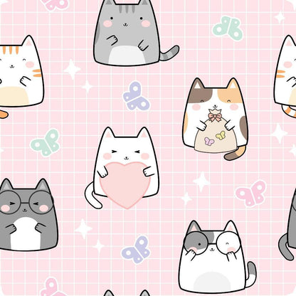 Hello Spring Cats Pattern 1 Quilting Cotton Fabric