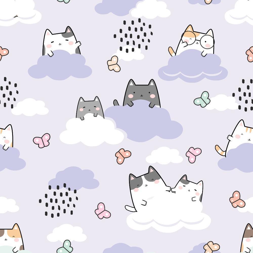 Hello Spring Cats Pattern 4 Quilting Cotton Fabric