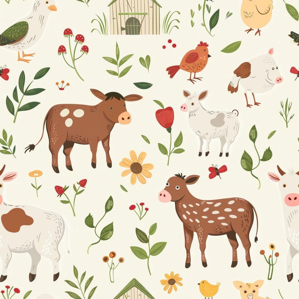 Cute Farm Babies Pattern 12 Quilting Cotton Fabric