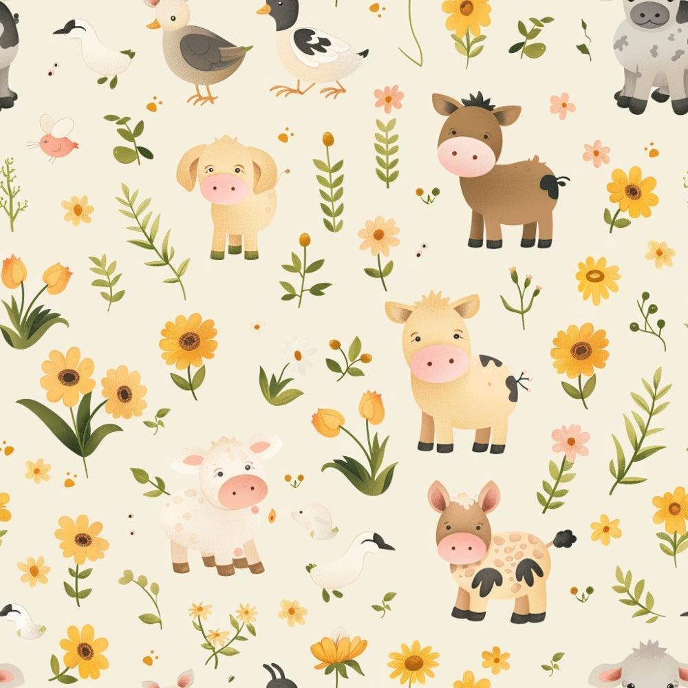 Cute Farm Babies Pattern 13 Quilting Cotton Fabric