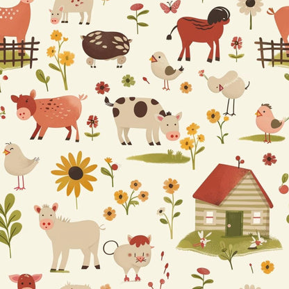 Cute Farm Babies Pattern 14 Quilting Cotton Fabric