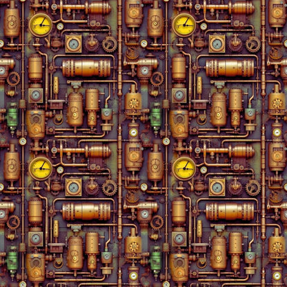 Steampunk Pipes Pattern 3 Quilting Cotton Fabric