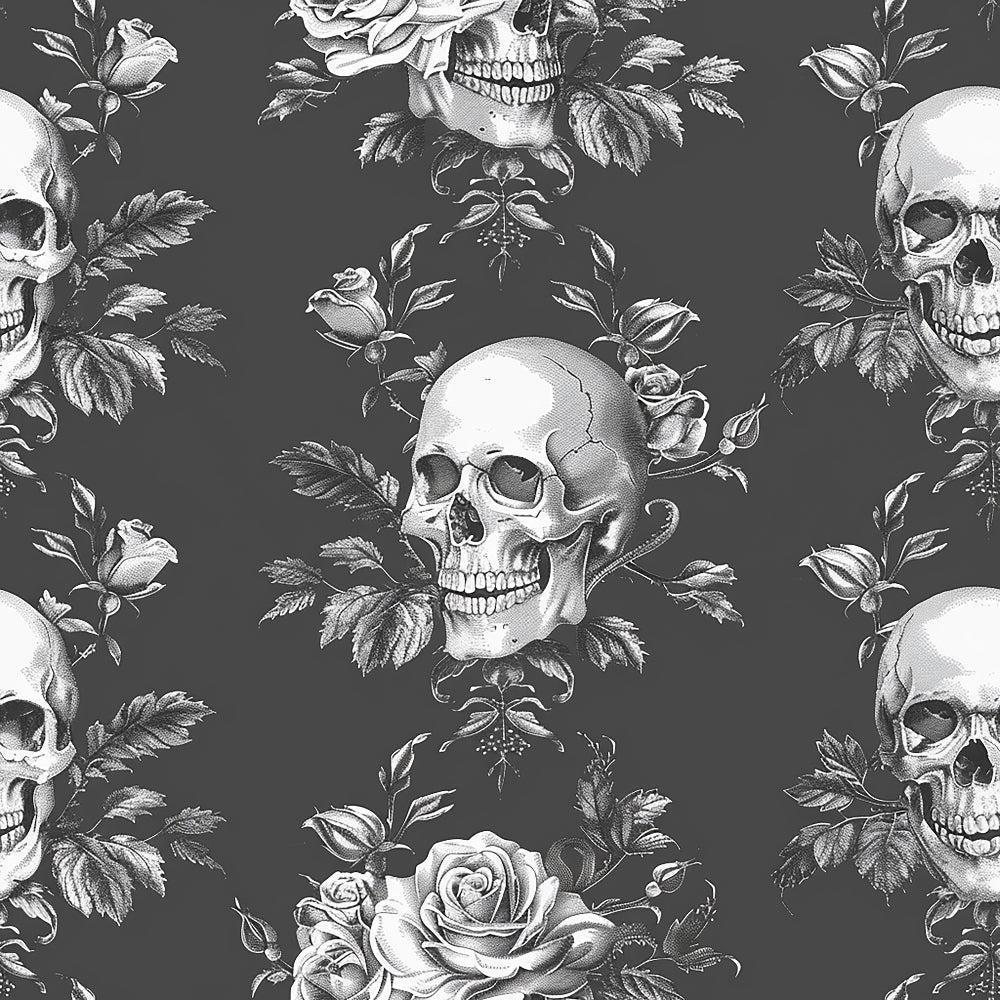 Skulls and Roses Pattern 2 Quilting Cotton Fabric