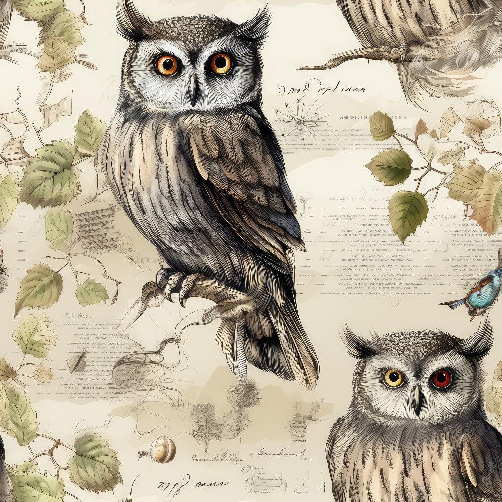 Owl Ephemera Pattern 6 Quilting Cotton Fabric