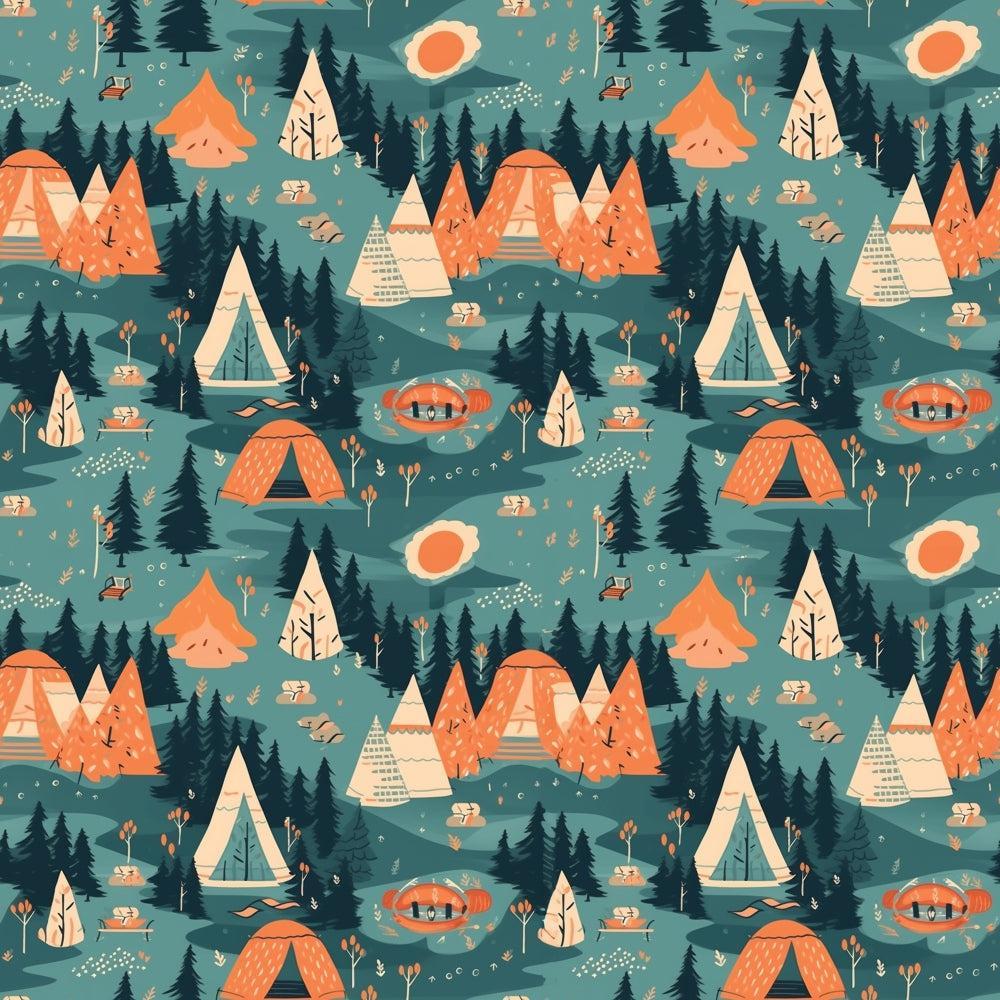 Camping Graphics Pattern 5 Quilting Cotton Fabric