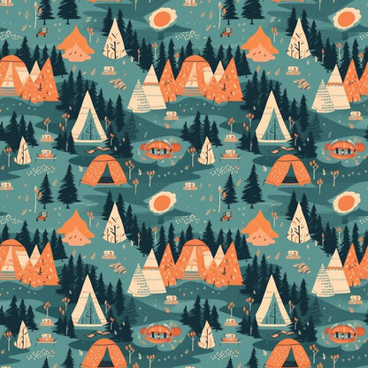 Camping Graphics Pattern 5 Quilting Cotton Fabric