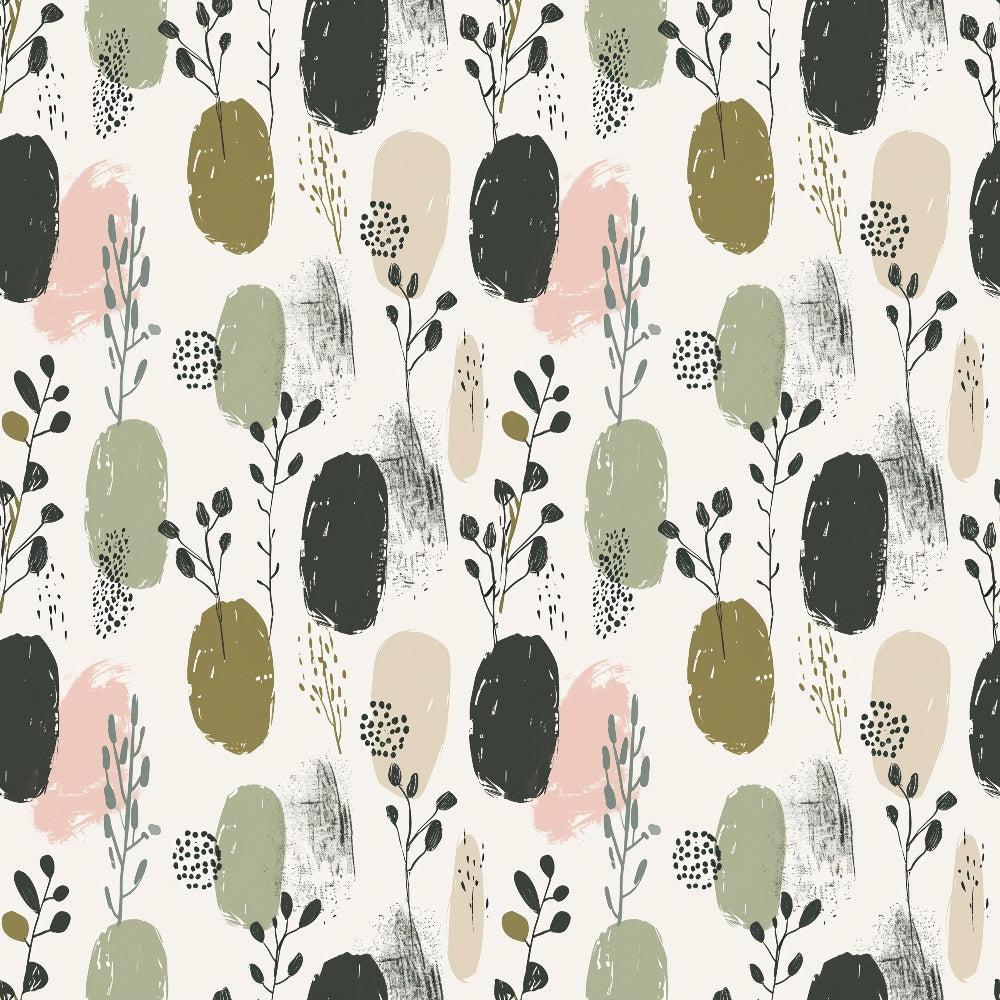Sage Green Boho Pattern 2 Quilting Cotton Fabric