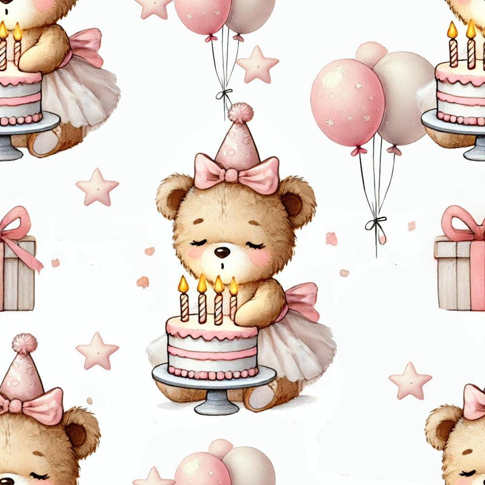 Pink Teddy Bears Pattern 3 Quilting Cotton Fabric