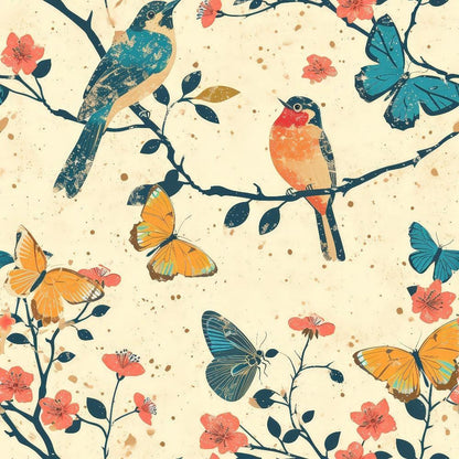 Birds on Branches Pattern 2 Quilting Cotton Fabric