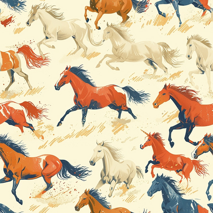 Galloping Horse Pattern 4 Quilting Cotton Fabric