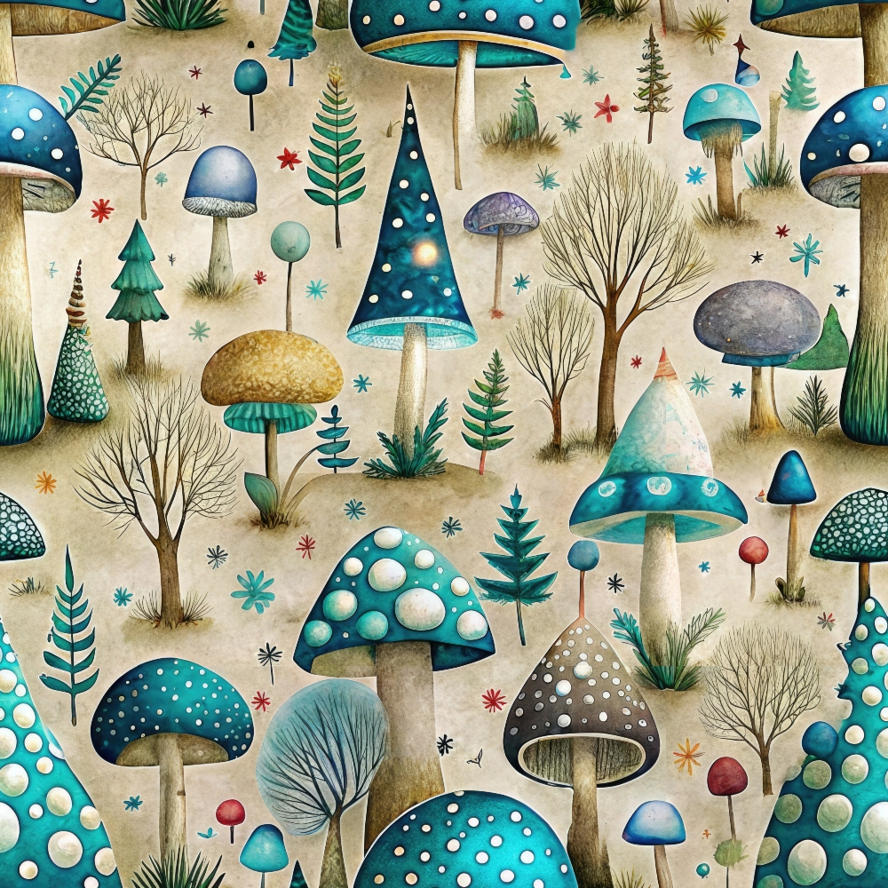 Mushroom Fairyland Pattern 6 Quilting Cotton Fabric