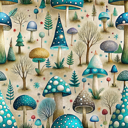Mushroom Fairyland Pattern 6 Quilting Cotton Fabric