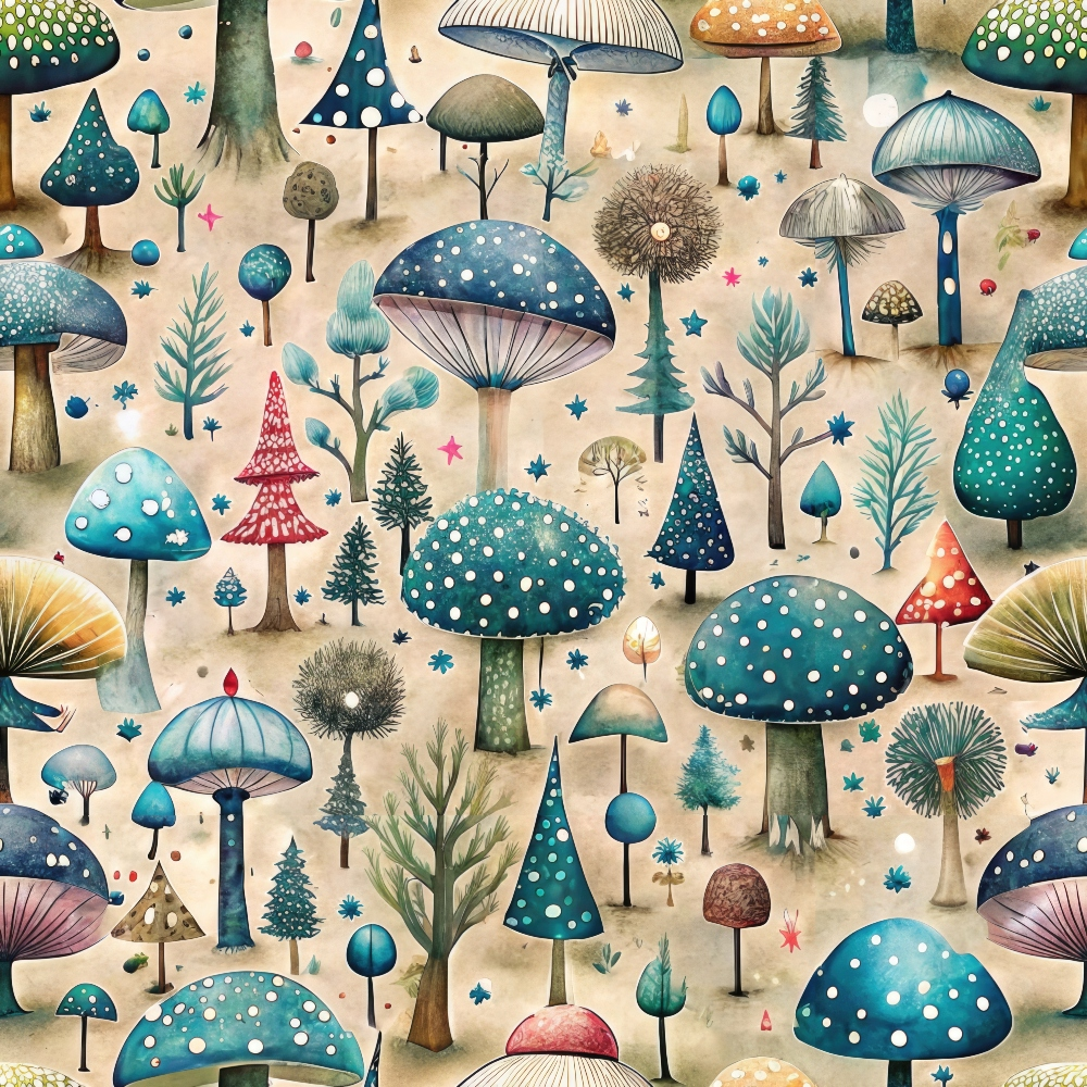 Mushroom Fairyland Pattern 10 Quilting Cotton Fabric