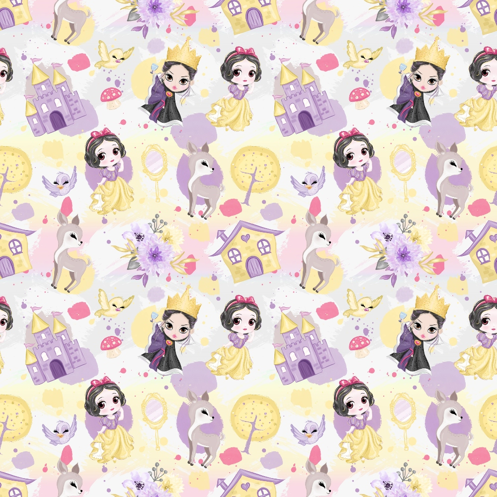 Cute Snow White Fairy Tale Pattern 4 Quilting Cotton Fabric