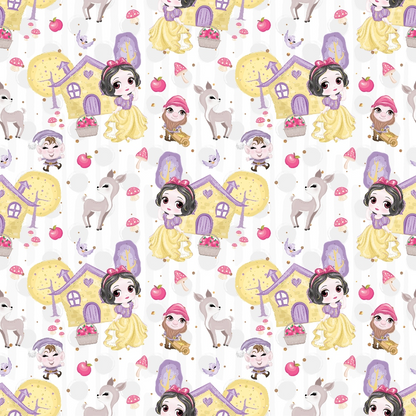 Cute Snow White Fairy Tale Pattern 11 Quilting Cotton Fabric