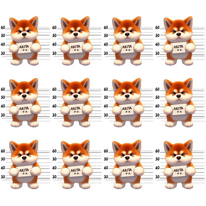Doggie Mugshots Akita Pattern Quilting Cotton Fabric