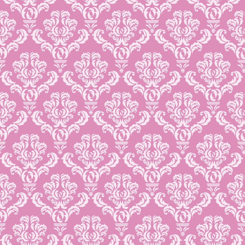 Simple Damask White on Pink Quilting Cotton Fabric