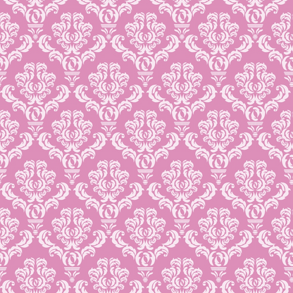 Simple Damask White on Pink Quilting Cotton Fabric