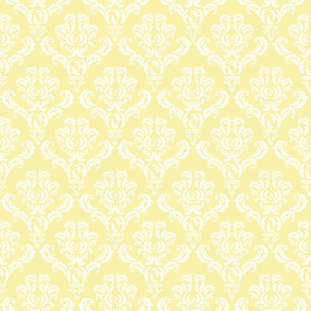 Simple Damask White on Yellow Quilting Cotton Fabric