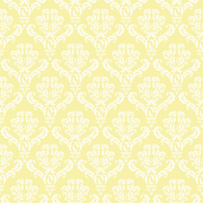 Simple Damask White on Yellow Quilting Cotton Fabric