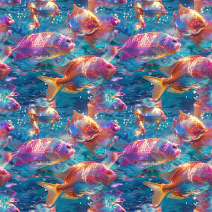 School of Fish Pattern 4 Quilting Cotton Fabric