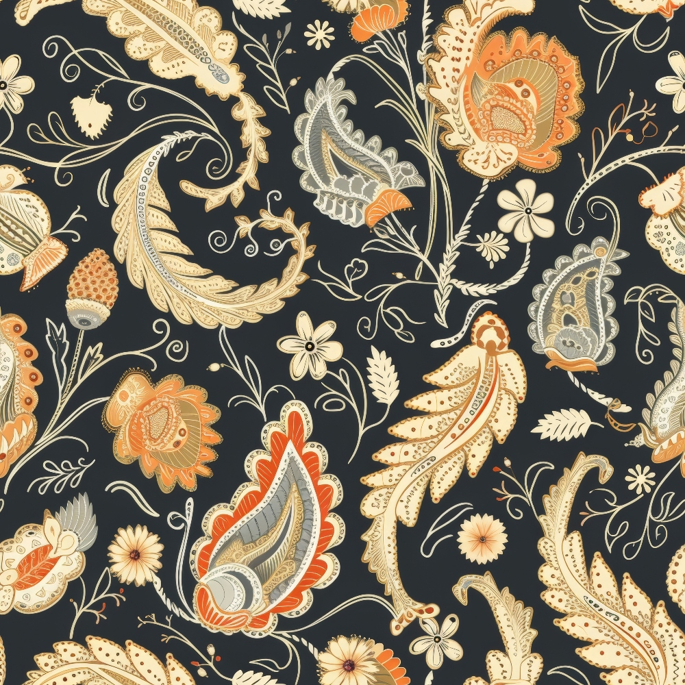 Boho Floral Paisley Pattern 1 Quilting Cotton Fabric