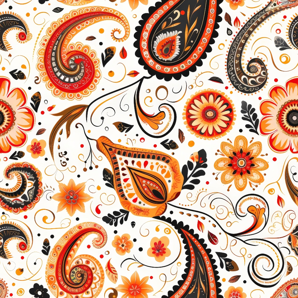 Boho Floral Paisley Pattern 3 Quilting Cotton Fabric