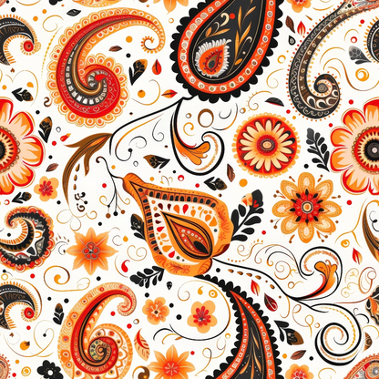 Boho Floral Paisley Pattern 3 Quilting Cotton Fabric