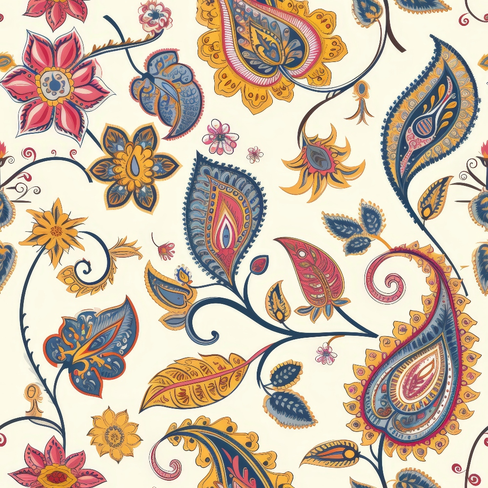 Boho Floral Paisley Pattern 4 Quilting Cotton Fabric