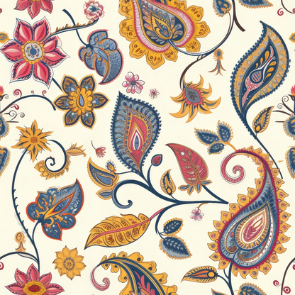 Boho Floral Paisley Pattern 4 Quilting Cotton Fabric
