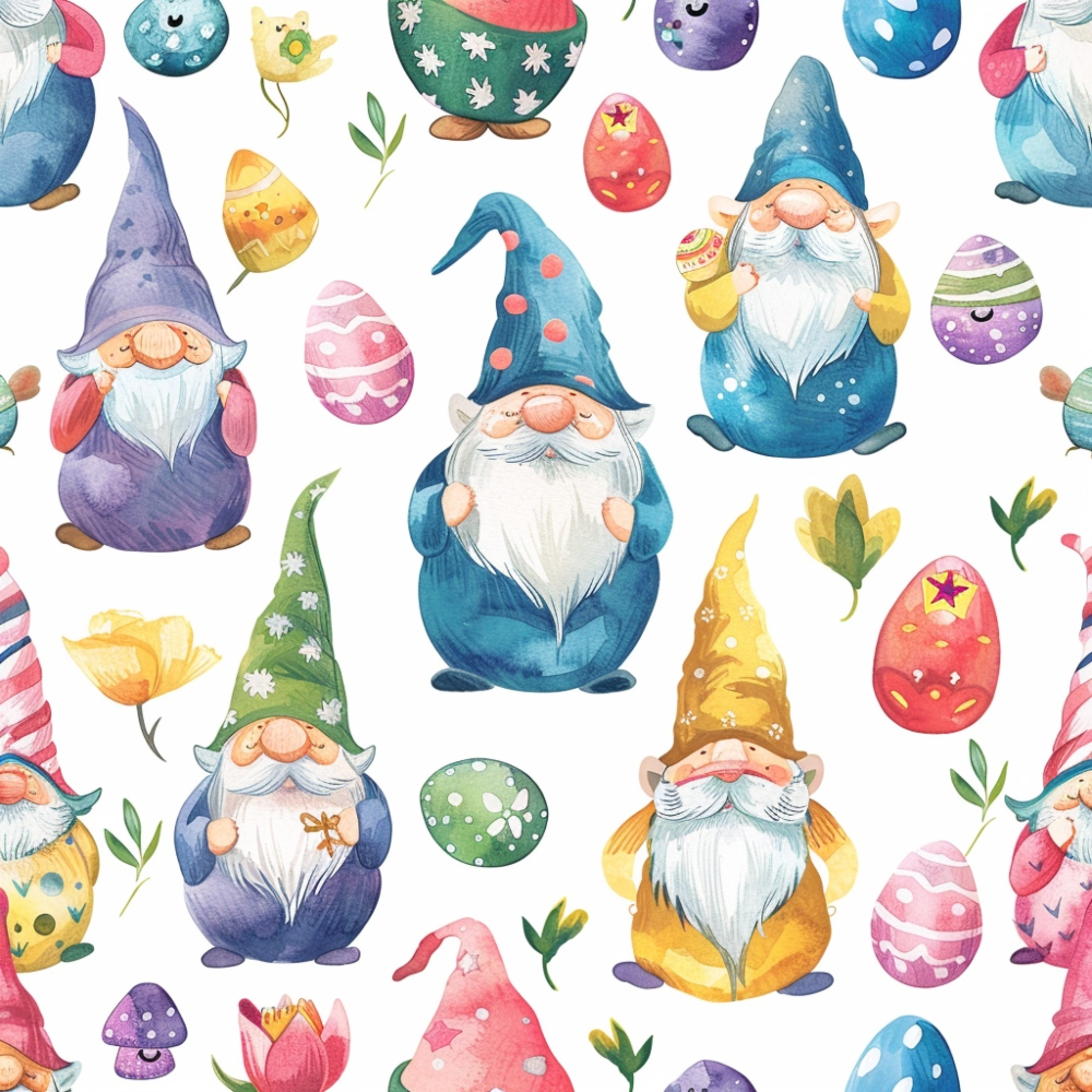 Easter Gnomes Pattern 3 Quilting Cotton Fabric
