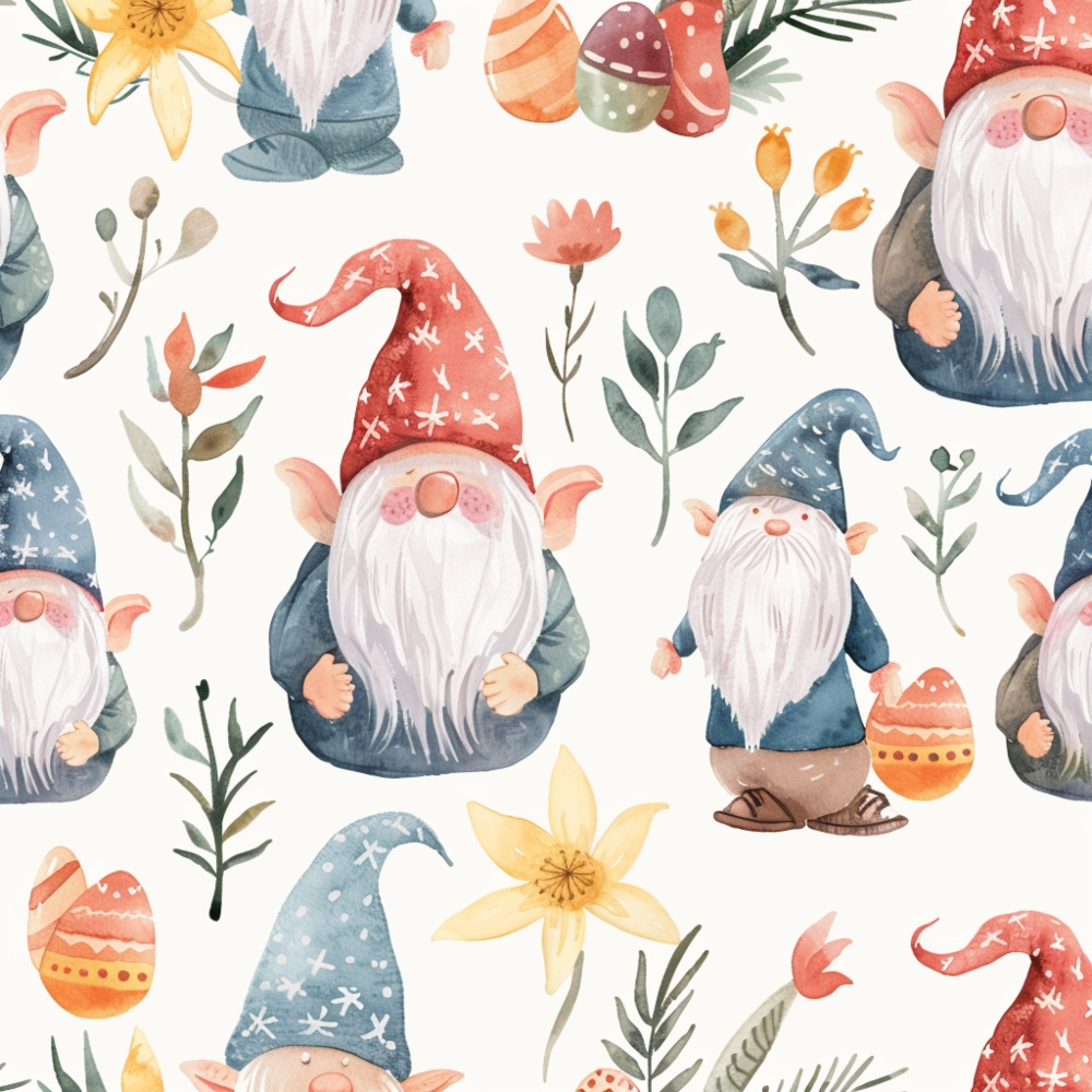 Easter Gnomes Pattern 4 Quilting Cotton Fabric