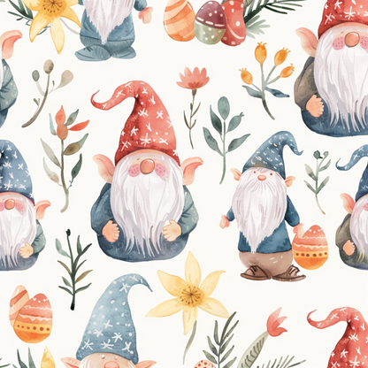 Easter Gnomes Pattern 4 Quilting Cotton Fabric