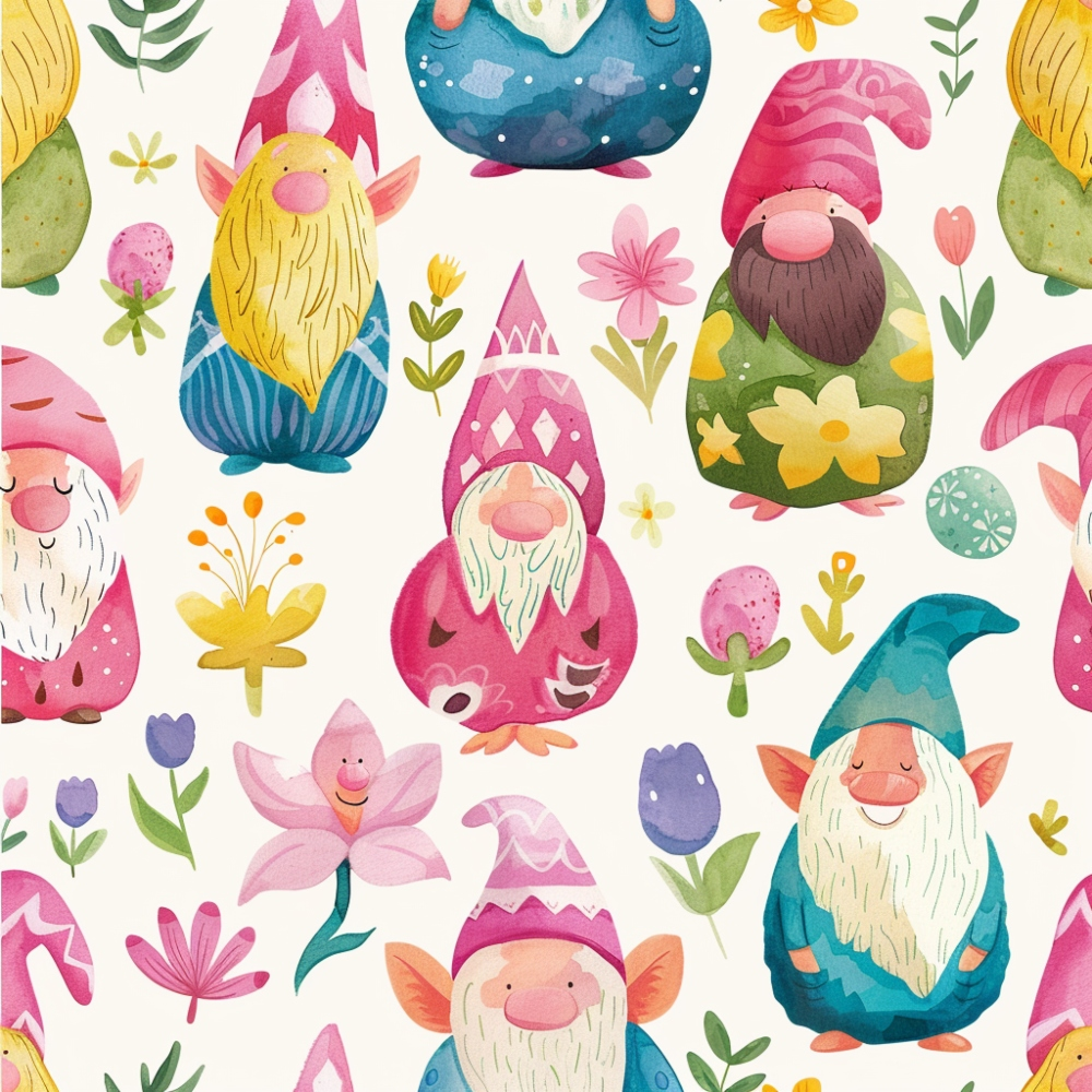 Easter Gnomes Pattern 6 Quilting Cotton Fabric