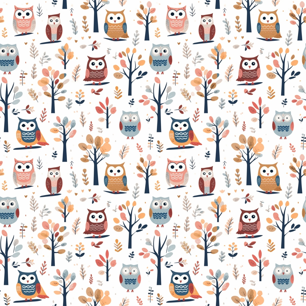Cartoon Owls Pattern 1 Quilting Cotton Fabric