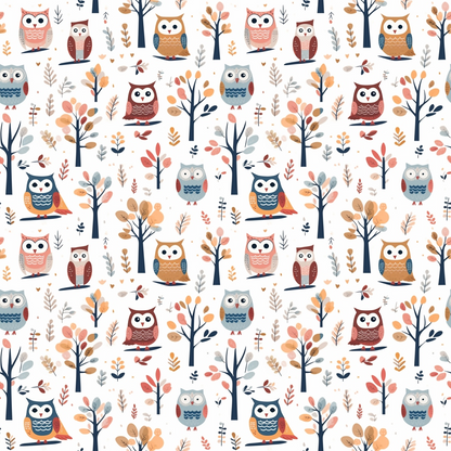 Cartoon Owls Pattern 1 Quilting Cotton Fabric