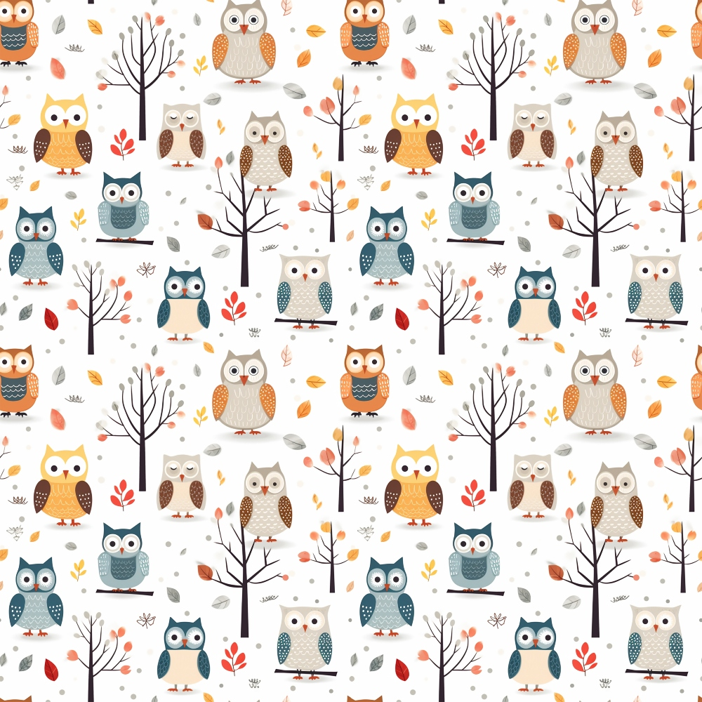 Cartoon Owls Pattern 7 Quilting Cotton Fabric