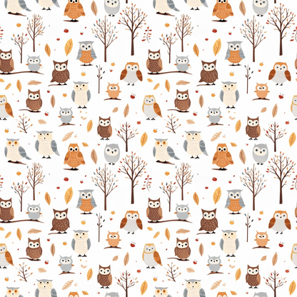 Cartoon Owls Pattern 9 Quilting Cotton Fabric