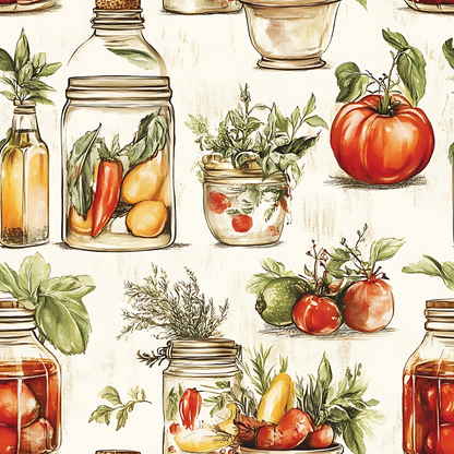 Vintage Kitchen Ingredients Pattern 2 Quilting Cotton Fabric