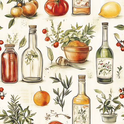 Vintage Kitchen Ingredients Pattern 6 Quilting Cotton Fabric