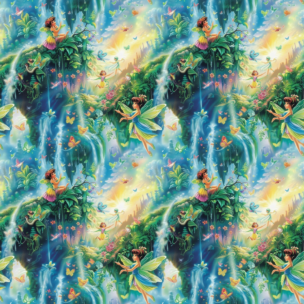 Fairies in the Forest Pattern 10 Quilting Cotton Fabric