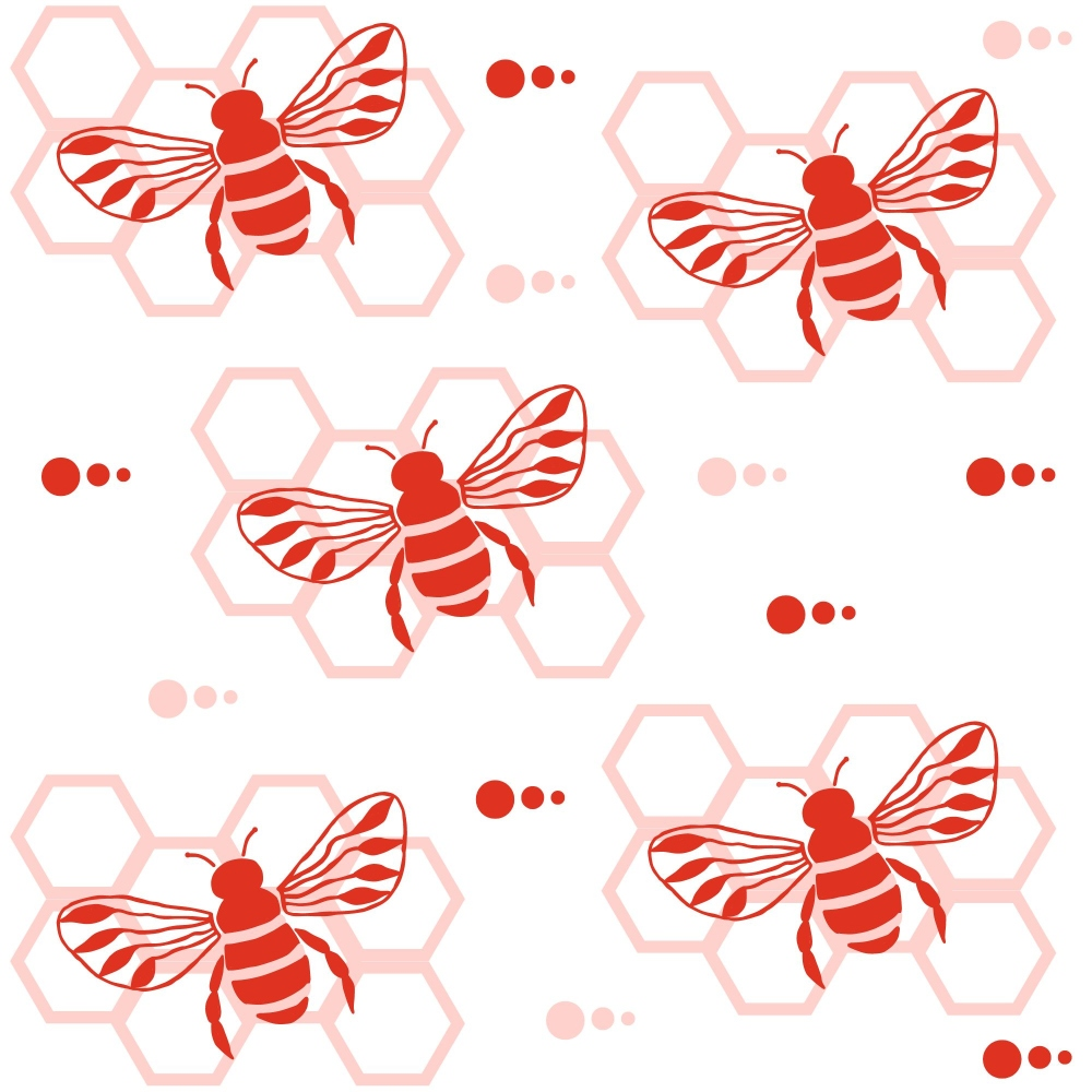 Handdrawn Bees Pattern 1 Quilting Cotton Fabric